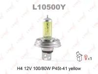 Лампа галогенная LYNXauto L10500Y H4 (P45t-41) yellow 12В 100/80Вт 1 шт