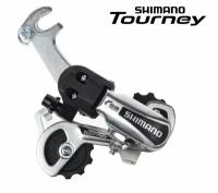 Переключатель задний, RD-TY21B, TOURNEY, 6 ск., под ось, SS, подвод - обратный, SHIMANO (хром)