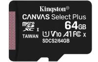 Карта памяти Kingston microSDXC 64 ГБ Class 10, V10, A1, UHS-I U1, R 100 МБ/с, 1 шт., черный