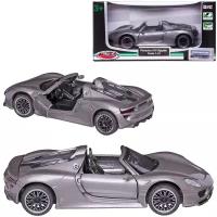 Машинка металлическая MSZ серия 1:43 Porsche 918 spyder, цвет серый металлик, инерционный механизм, двери открываются