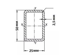 Труба профильная 50х25х2,5 мм