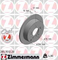 Тормозной диск ZIMMERMANN 285 3512 20 полный задний мост