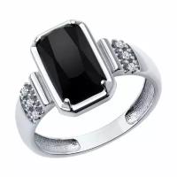 Серебряное кольцо DIAMANT-ONLINE 318381 с фианитом и агатом, Серебро 925°, 17,5