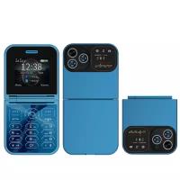 Кнопочный телефон, раскладушка F15 Mini, 2 sim, синий