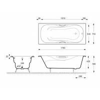 Ванна чугунная Delice Malibu 170x75 DLR230609R с отверстиями под ручки