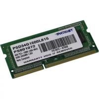 Модуль памяти Patriot SO-DIMM DDR3L 4GB 1600MHz CL11 1.35V (PSD34G1600L81S)