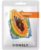 Consly Маска тканевая выравнивающая тон кожи с экстрактом папайи - Papaya radiance mask pack, 20мл
