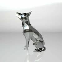 Чертеж полигональной фигуры, австралийской собаки келпи, геометрический полигональный металлический декор