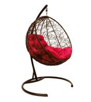 Подвесное кресло кокон"круглый" ротанг цвет: коричневый; подушка: красный