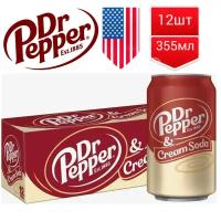 Газированный напиток Dr Pepper Cream Soda Sugar Крем сода США, 355 мл 12шт