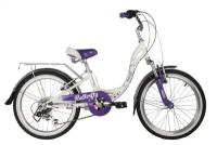 Велосипед 20 Novatrack BUTTERFLY (6-ск.) Белый/фиолетовый VL22
