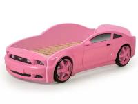 Кровать-машина детская Мустанг 3D, цвет розовый