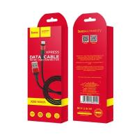 Data кабель USB HOCO X26 micro usb, 1 метр, черно-красный