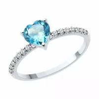 Серебряное кольцо Diamant online 298794 с топазом и фианитом, Серебро 925°, 18