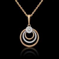 PLATINA jewelry Золотая подвеска с вставками Swarovski 03-3078-00-501-1111-38