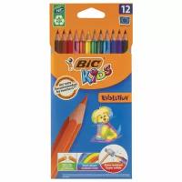 Rombica Карандаши цветные BIC "Kids ECOlutions Evolution", 12 цветов, пластиковые, заточенные, европодвес, 82902910 (5 штук)