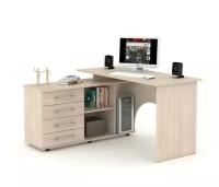 Мебель-Комплекс компьютерный стол СКУ-15, ШхГхВ: 137х127х75 см, цвет: шимо ясень светлый