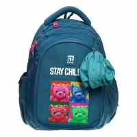 Рюкзак школьный, 8001, 40 x 29 x 17 см, эргономичная спинка, серо-голубой