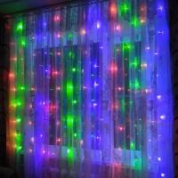 Новогодняя светодиодная LED гирлянда Штора на окно (занавес) 3 х 2 м Микс свечение