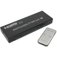 Orient переходник HSP0204H-2.0, HDMI 4K Switch Splitter 2->4, HDMI 2.0a 3D, HDR, UHDTV 4K 60Hz 3840x2160 HDTV1080p, HDCP2.2, аудио выходы: jack 3.5