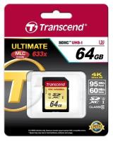 Карта памяти SDXC 64Gb Transcend TS64GSDC500S Class 10 UHS-I U3 V30 R95, W60MB/s