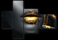 Модульная картина на стекле | Diva Kartina | Арт Постеры. Жидкое золото | 150X110 см