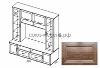 Классика Витрина ШМ-2 (Размеры (ШxВxГ), мм: 2000х1930х545, Размеры под ТВ (ШxВ), мм: 1200х836, Цвет: орех (МДФ-рамка))