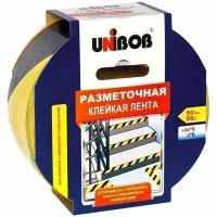 Клейкая лента разметочная Unibob, 50мм*50м, желто-черная, инд.упаковка 48905