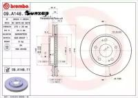 BREMBO 09A14811 09.A148.11_диск тормозной передний! с покрытием Mitsubishi Airtrek/Spase Runner 2.0i/2.4GDi 00-07