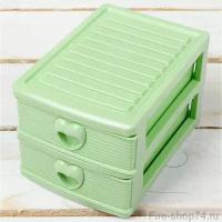 Пластиковый мини-комод для хранения мелочей, 2 ящика (Цвет: Зеленый)