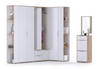 Прихожая комплект мебели со шкафом угловая дуб сонома/белый премиум 231см - НЖ0418