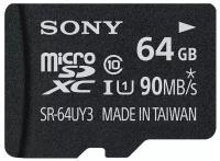 Карта памяти microSDXC 64 Gb Sony UHS-I U1 Class 10 100 mb/s + SD адаптер [SR64UY3A] 4K