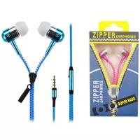 Наушники на молнии Zipper Earphones Blue