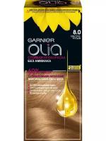 Garnier Стойкая крем-краска для волос Olia с цветочными маслами, без аммиака 8.0 Светло-русый