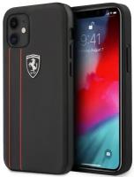 Кожаный чехол-накладка для iPhone 12 mini Ferrari Off-Track Genuine leather Stitched stipe Hard, цвет черный (FEODIHCP12SBK)