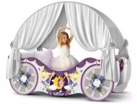 Кровать карета детская кровать для девочки «Принцесса 4.0» Белая - 179/85/60(h160)см