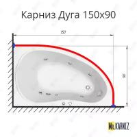 Карниз для ванны Дуга 150х90 (Асимметричный)