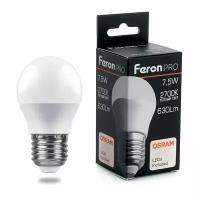 38074 FERON Лампа светодиодная Feron.PRO LB-1407 Шарик E27 7.5W 2700K OSRAM LED