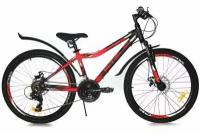 Подростковый горный (MTB) велосипед STELS Navigator 450 MD V030 (2023) рама 13" Черный неоновый/Красный