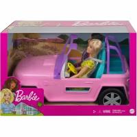 Кукла Barbie с подругой в розовом джипе GVK02