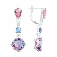 Серебряные серьги Diamant online 161158 с фианитом и ситаллом, Серебро 925°