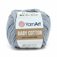 Пряжа YarnArt Baby Cotton -2 шт, 452 серый, 165 м/50 г, 50% хлопок, 50% акрил /ярнарт беби коттон/