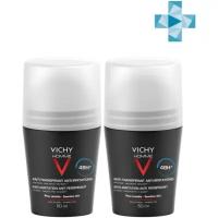 Дезодорант-антиперспирант Vichy Homme 48 ч, для чувствительной кожи, 2*50 мл (промо)