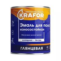 Эмаль ПФ-266 для пола Krafor, алкидная, глянцевая, 6 кг, золотистая