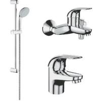 Комплект смесителей с душем Grohe Euroeco 124428 хром