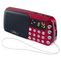 Радиоприемник Perfeo синица FM, MP3 USB/TF часы, Repeat,цифровые кнопки, USB/1200mAh, красный (i70-RED)