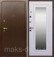 Входная металлическая дверь Рекс 1а Беленый Дуб с зеркалом