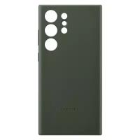Чехол-накладка Samsung Leather Case для Galaxy S23 Ultra, кожа/поликарбонат, зеленый