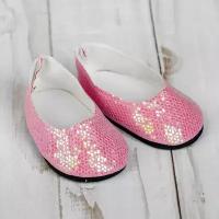 Туфли для куклы «Блёстки - кругляши», длина стопы: 7 см, цвет розовый