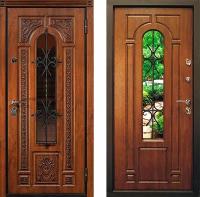 Дверь Юркас Лацио с ковкой и стеклом в частный дом